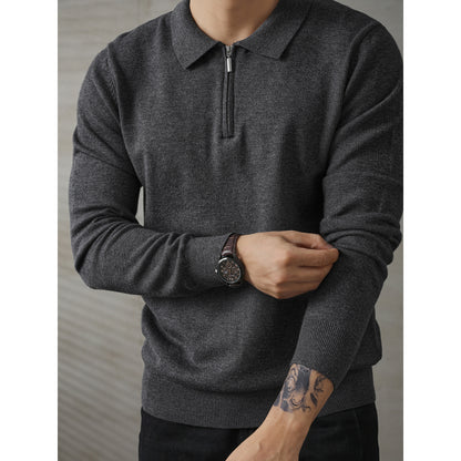 The Men’s Half-Zip Knitted Long-Sleeve Polo Sweater