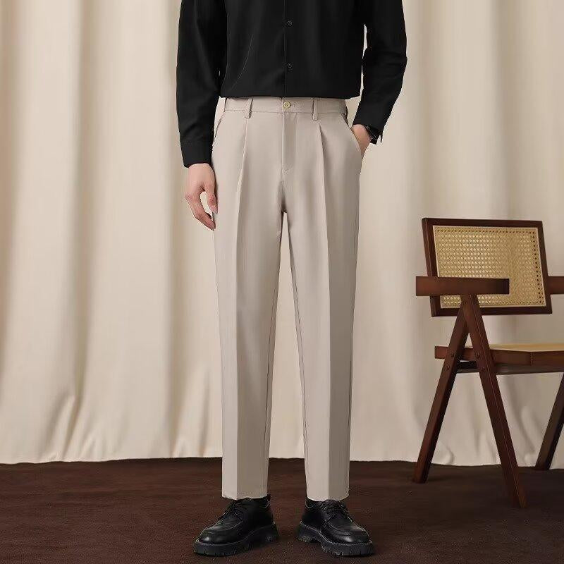 The Autumn Skinny Draped Casual Suit Pants